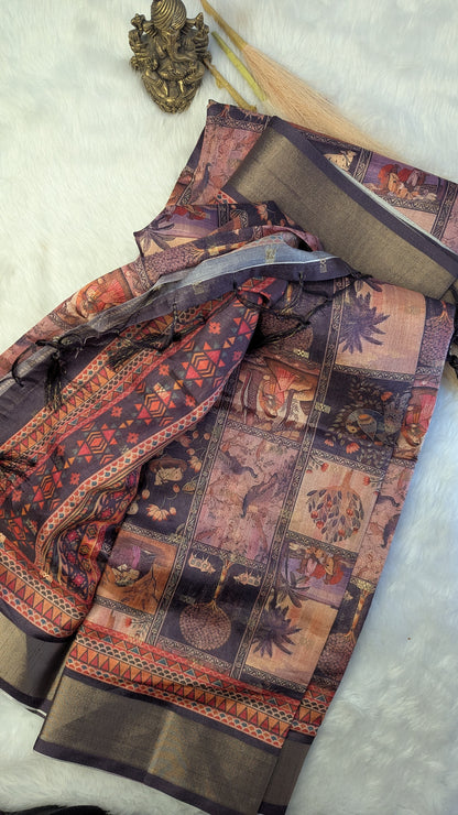 Art Silk Tapestry Saree - Peach