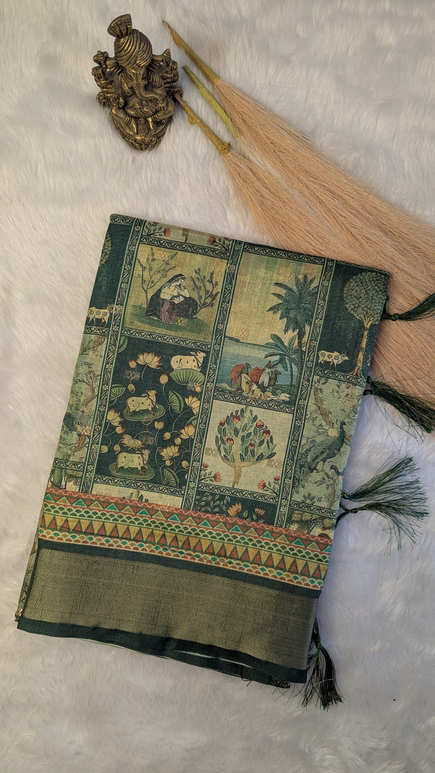 Art Silk Tapestry Saree - Green