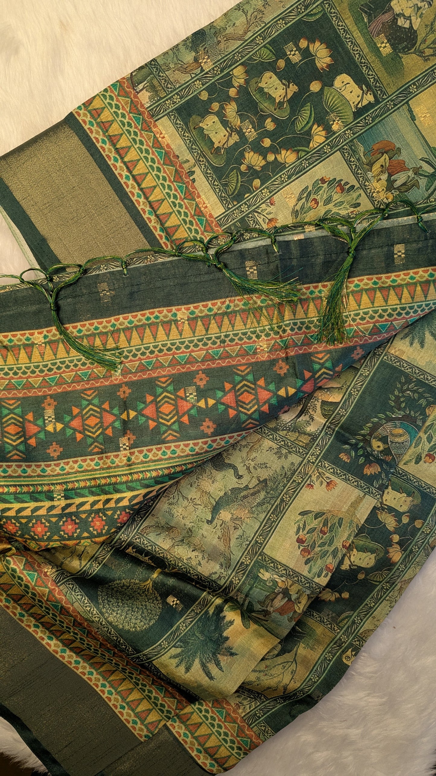 Art Silk Tapestry Saree - Green
