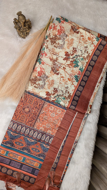 Cotton Blend Tussar Silk Saree