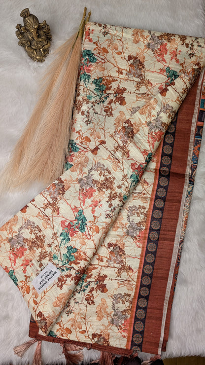 Cotton Blend Tussar Silk Saree