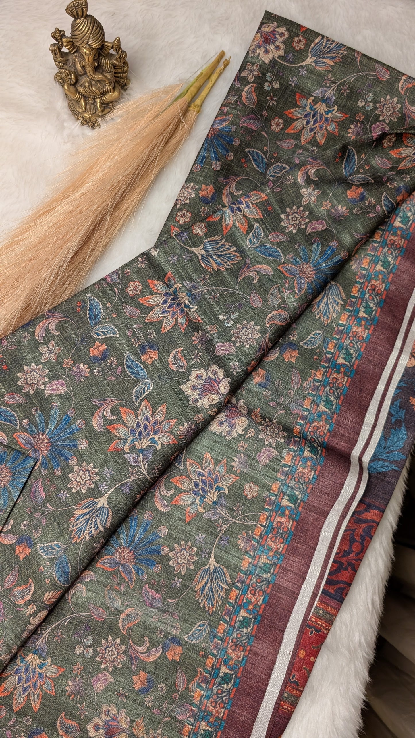 Cotton Blend Tussar Silk Saree