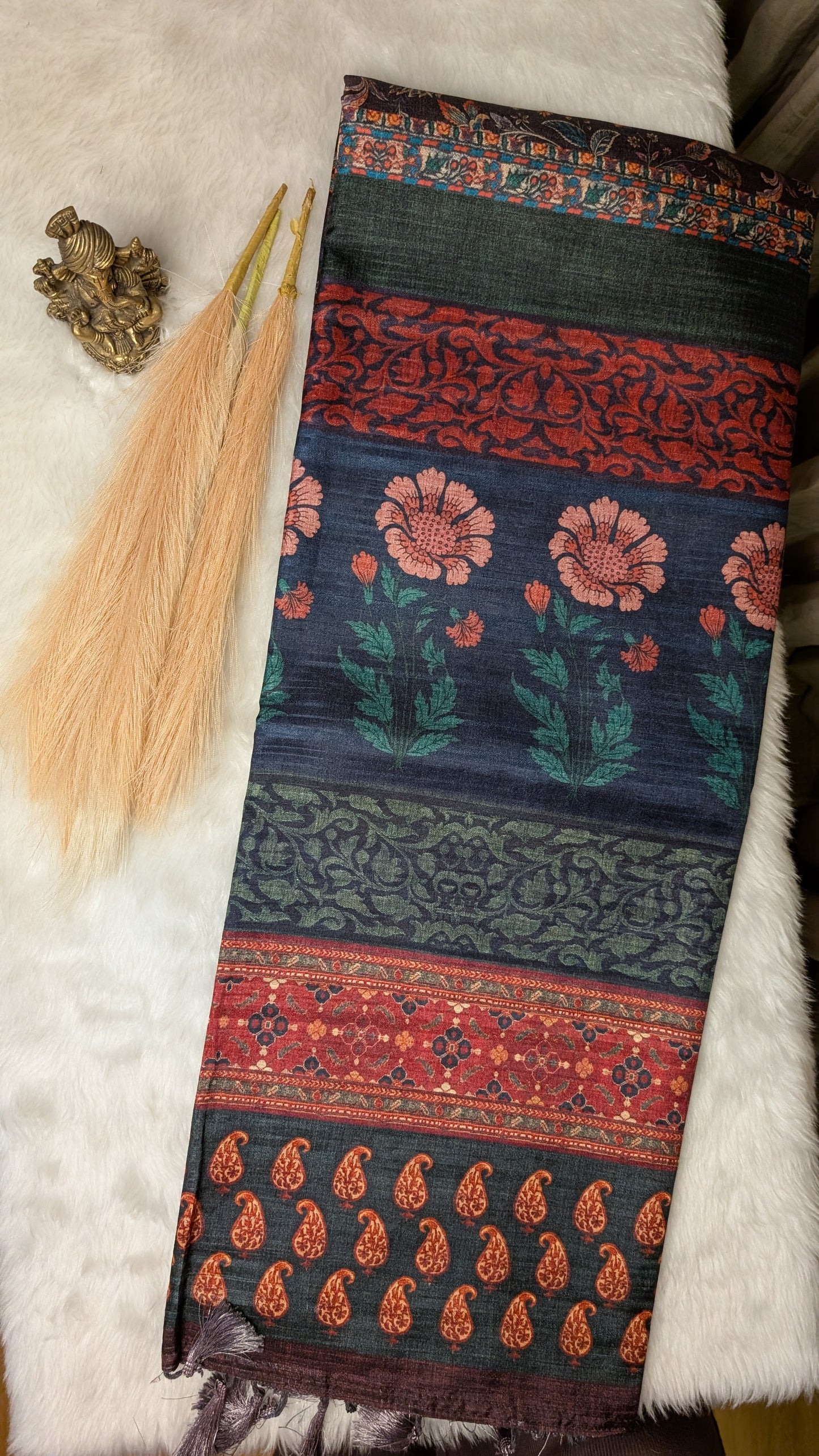 Cotton Blend Tussar Silk Saree