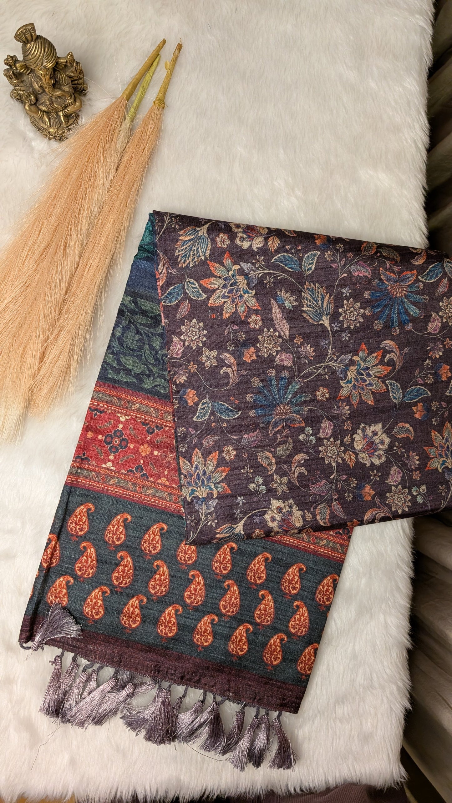 Cotton Blend Tussar Silk Saree