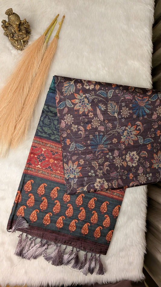 Cotton Blend Tussar Silk Saree