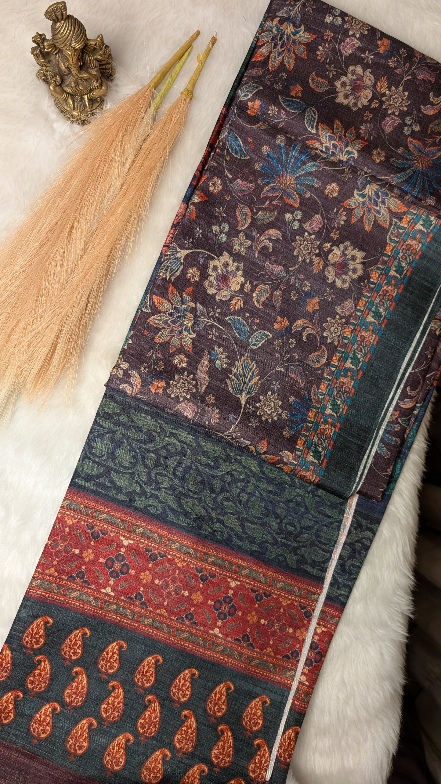 Cotton Blend Tussar Silk Saree