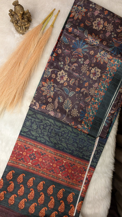 Cotton Blend Tussar Silk Saree