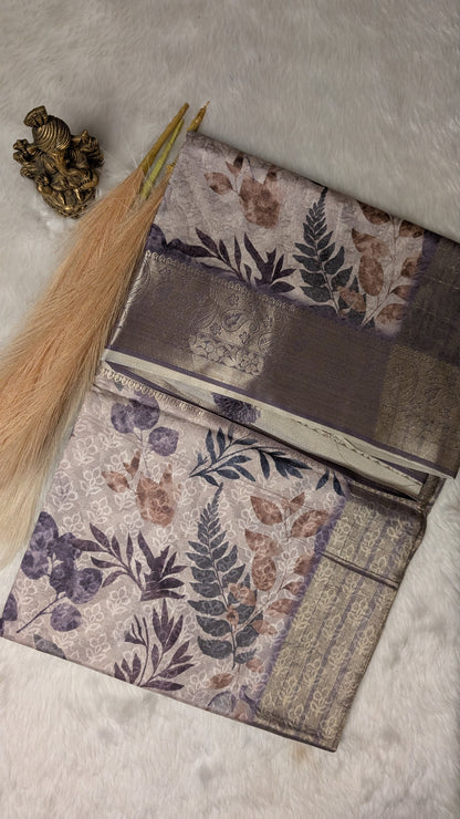 Grey Pastel Soft Silk Saree