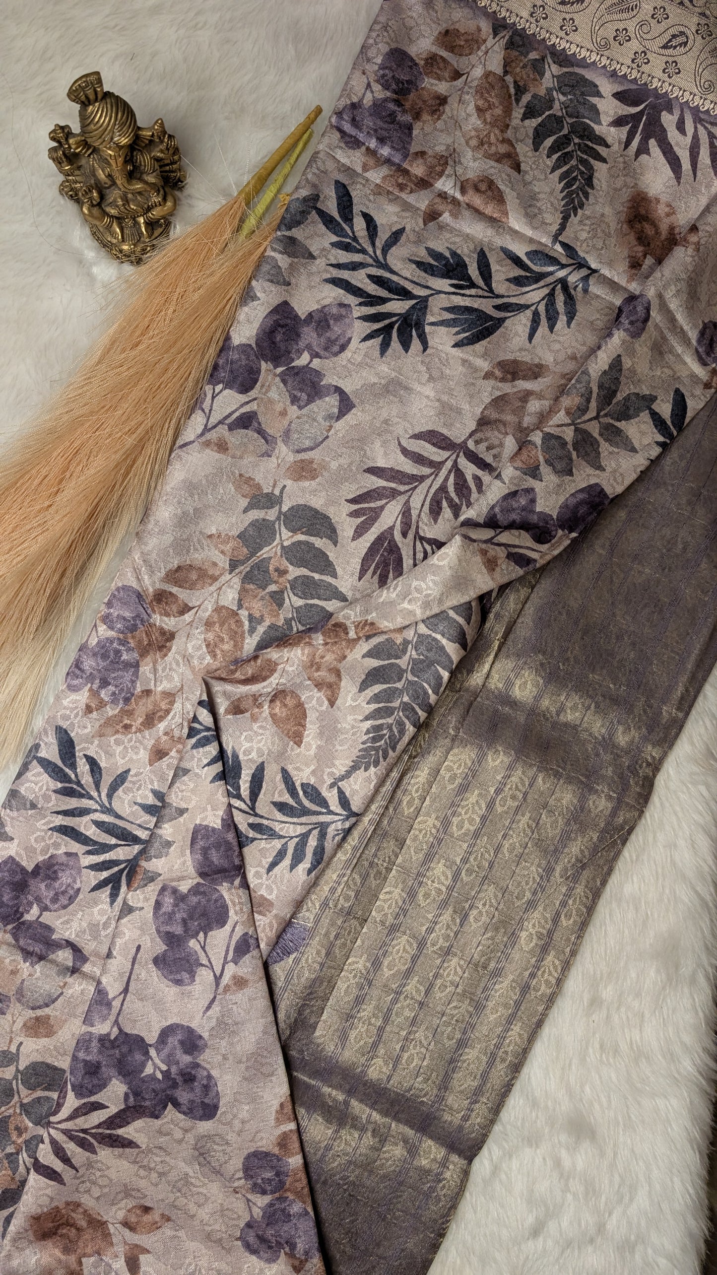 Grey Pastel Soft Silk Saree