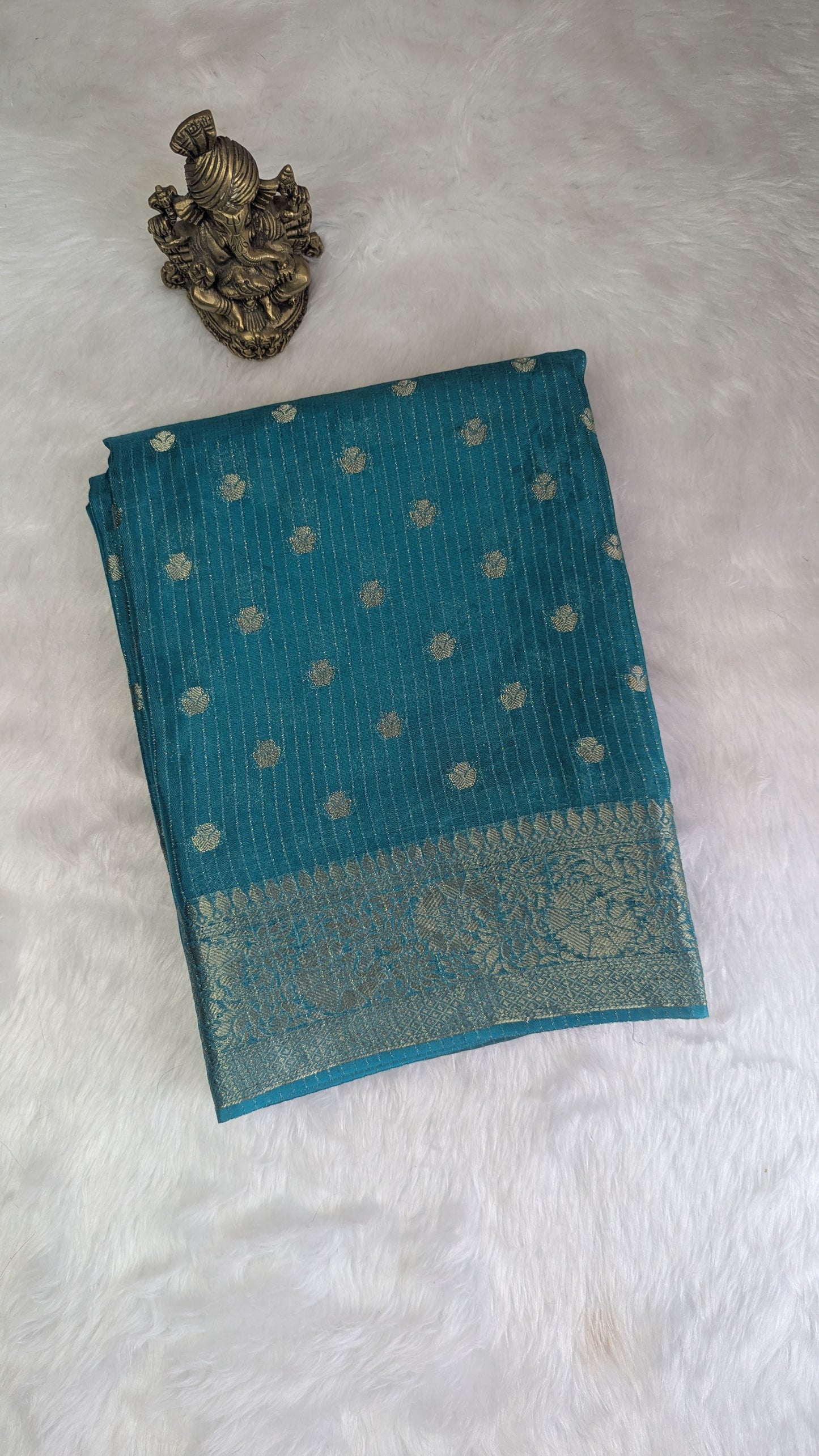 Blue Semi Banaras Silk Saree
