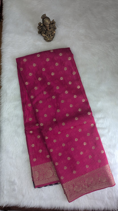 Pink Crepe Silk Saree with Small Motifs