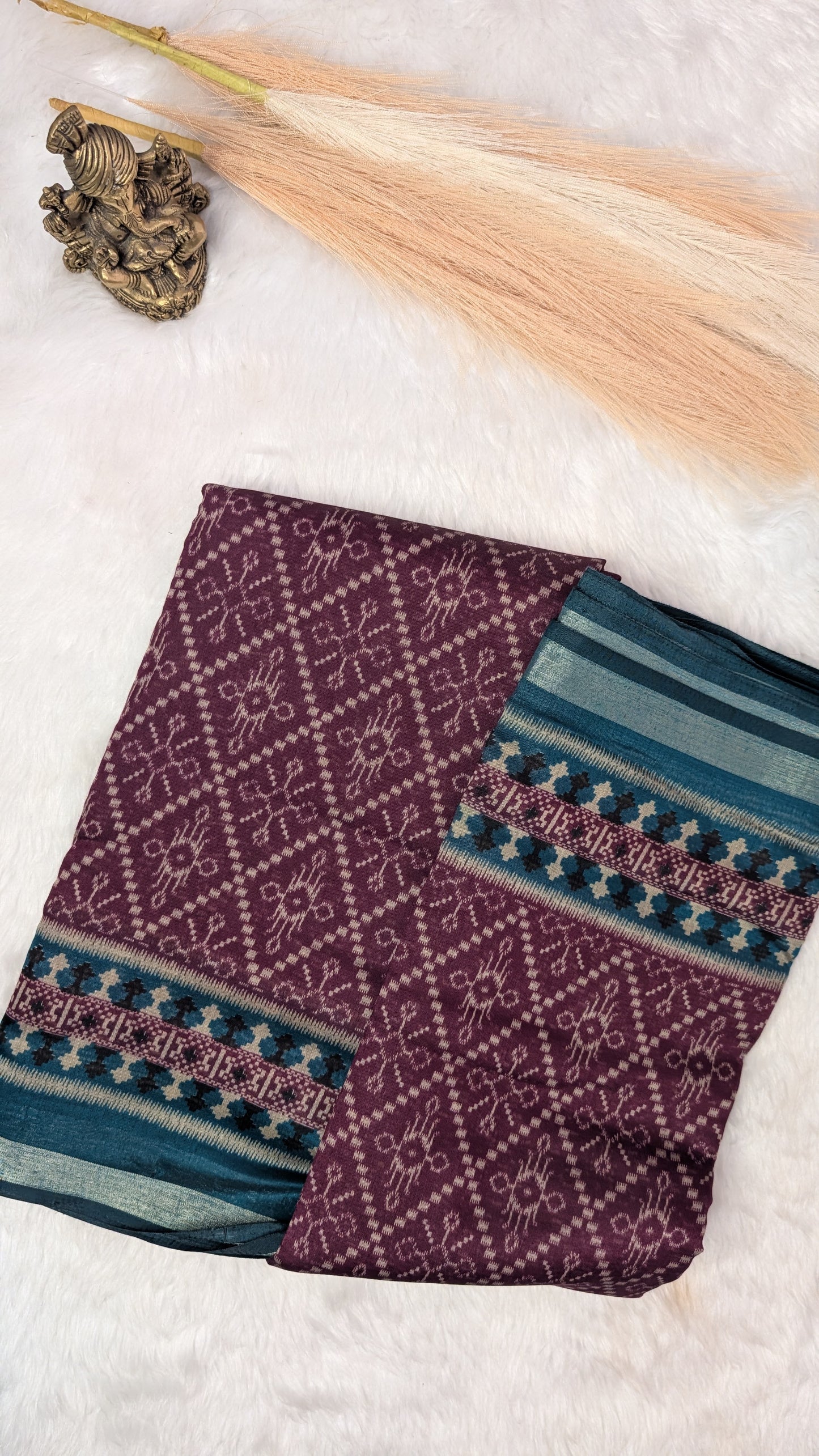 Blended Cotton with Traditional Motifs & Contrast Border