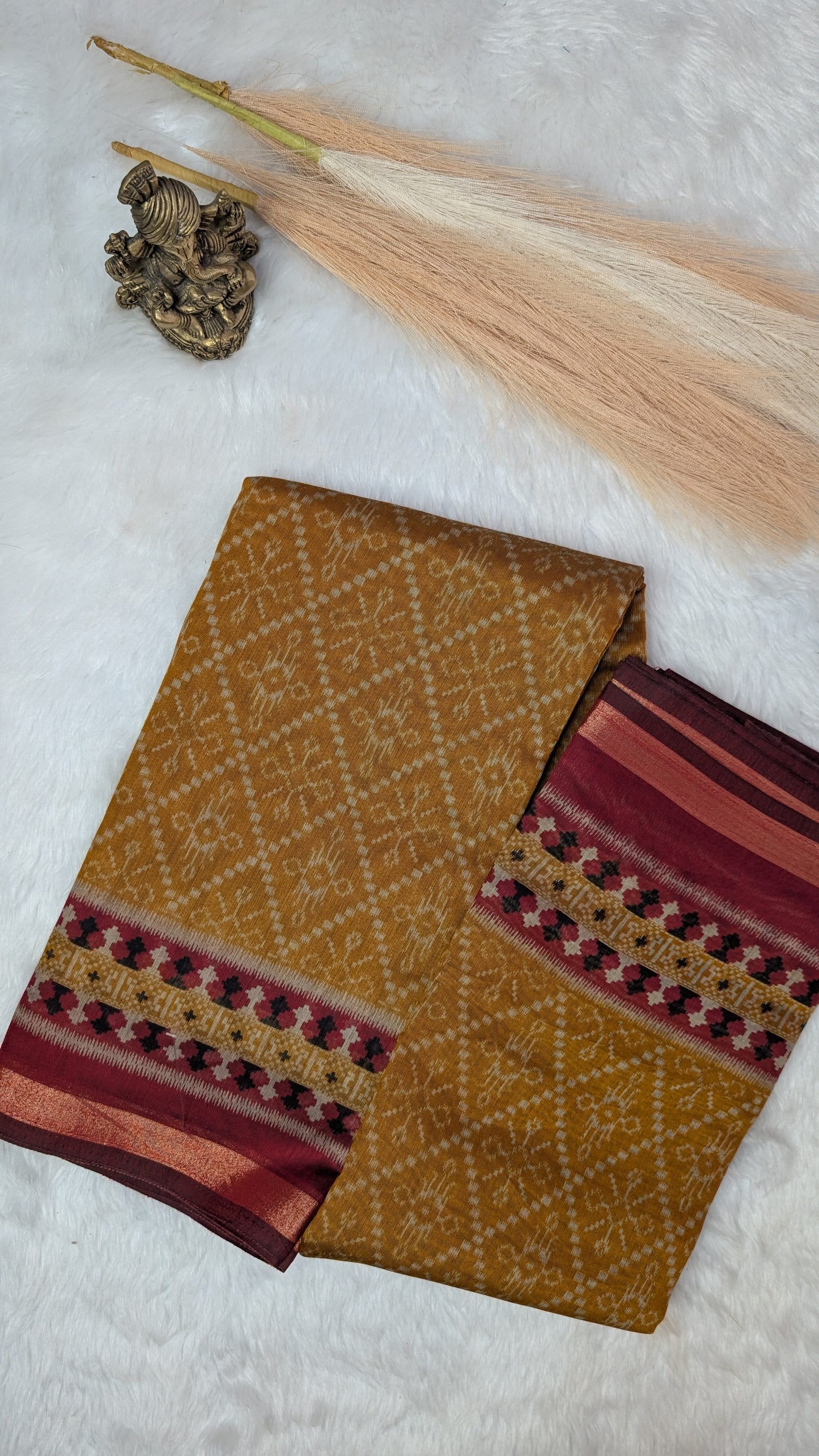 Blended Cotton with Traditional Motifs & Contrast Border