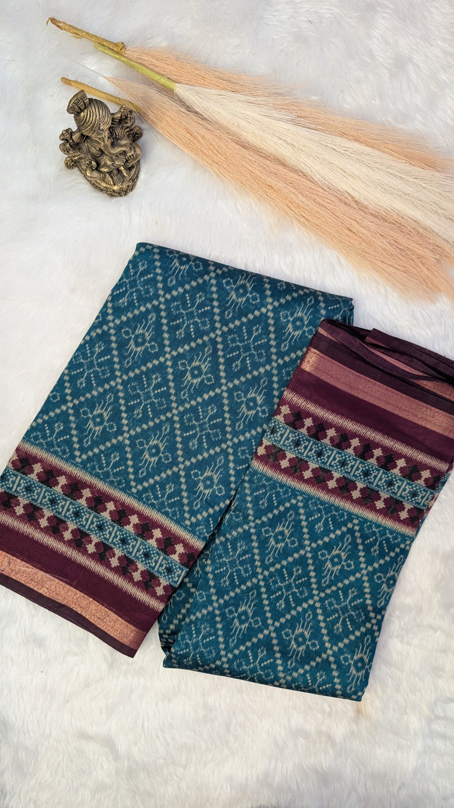 Blended Cotton with Traditional Motifs & Contrast Border