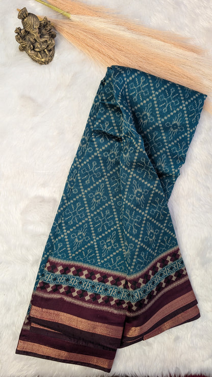 Blended Cotton with Traditional Motifs & Contrast Border