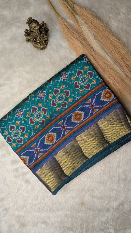 Cotton Blend Patola Silk Saree