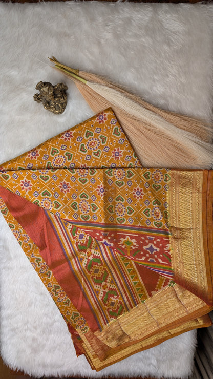 Cotton Blend Patola Silk Saree