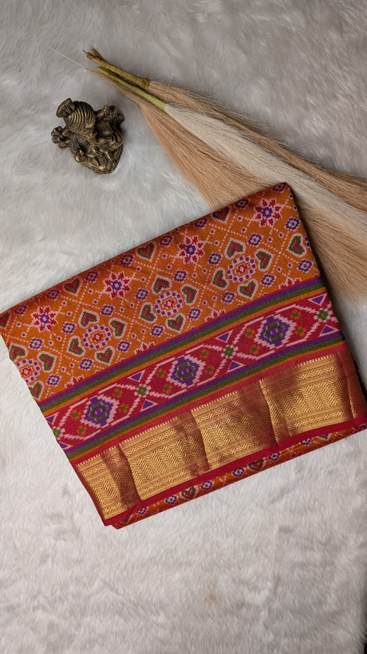 Cotton Blend Patola Silk Saree