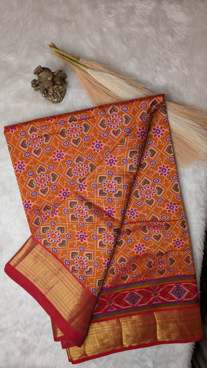 Cotton Blend Patola Silk Saree