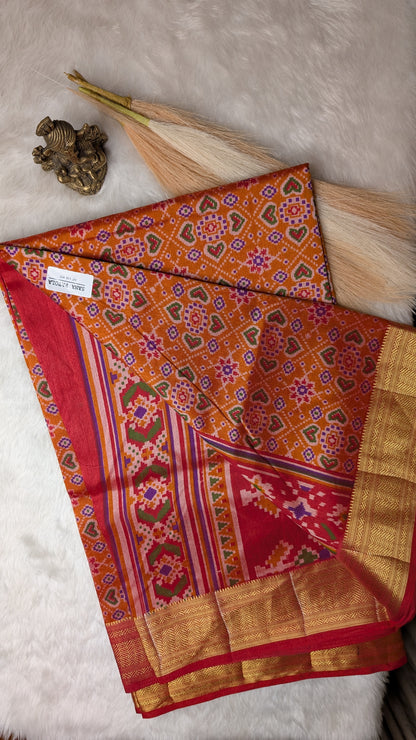 Cotton Blend Patola Silk Saree