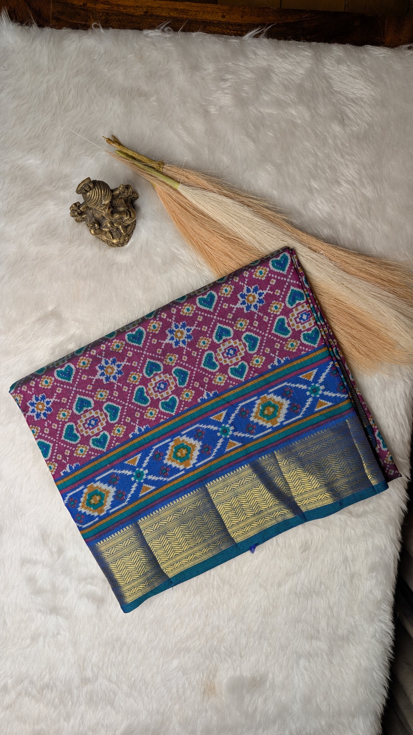 Cotton Blend Patola Silk Saree