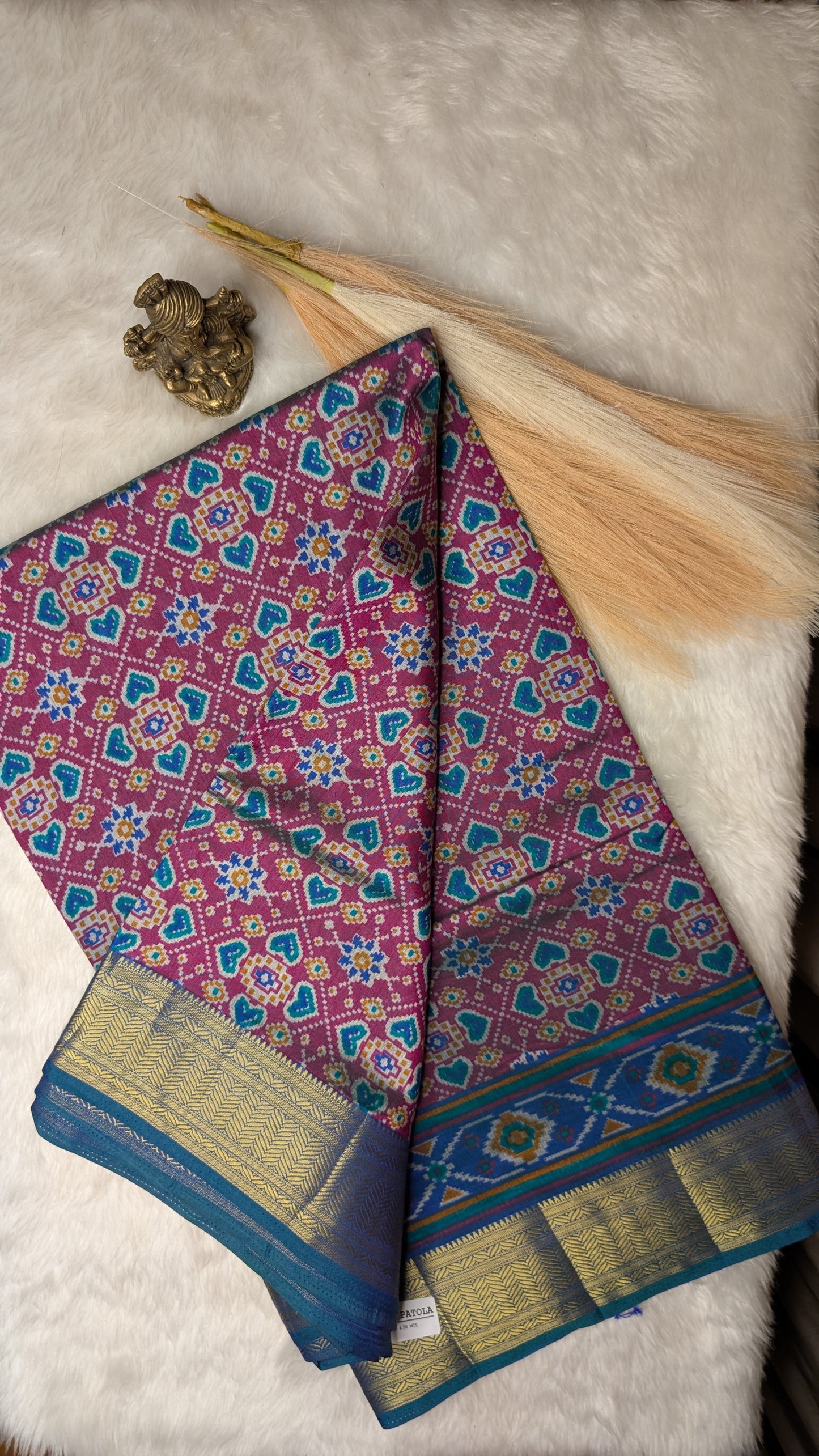 Cotton Blend Patola Silk Saree