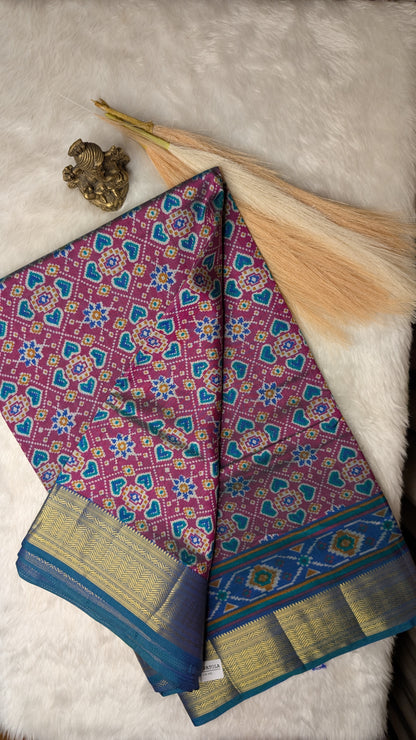 Cotton Blend Patola Silk Saree