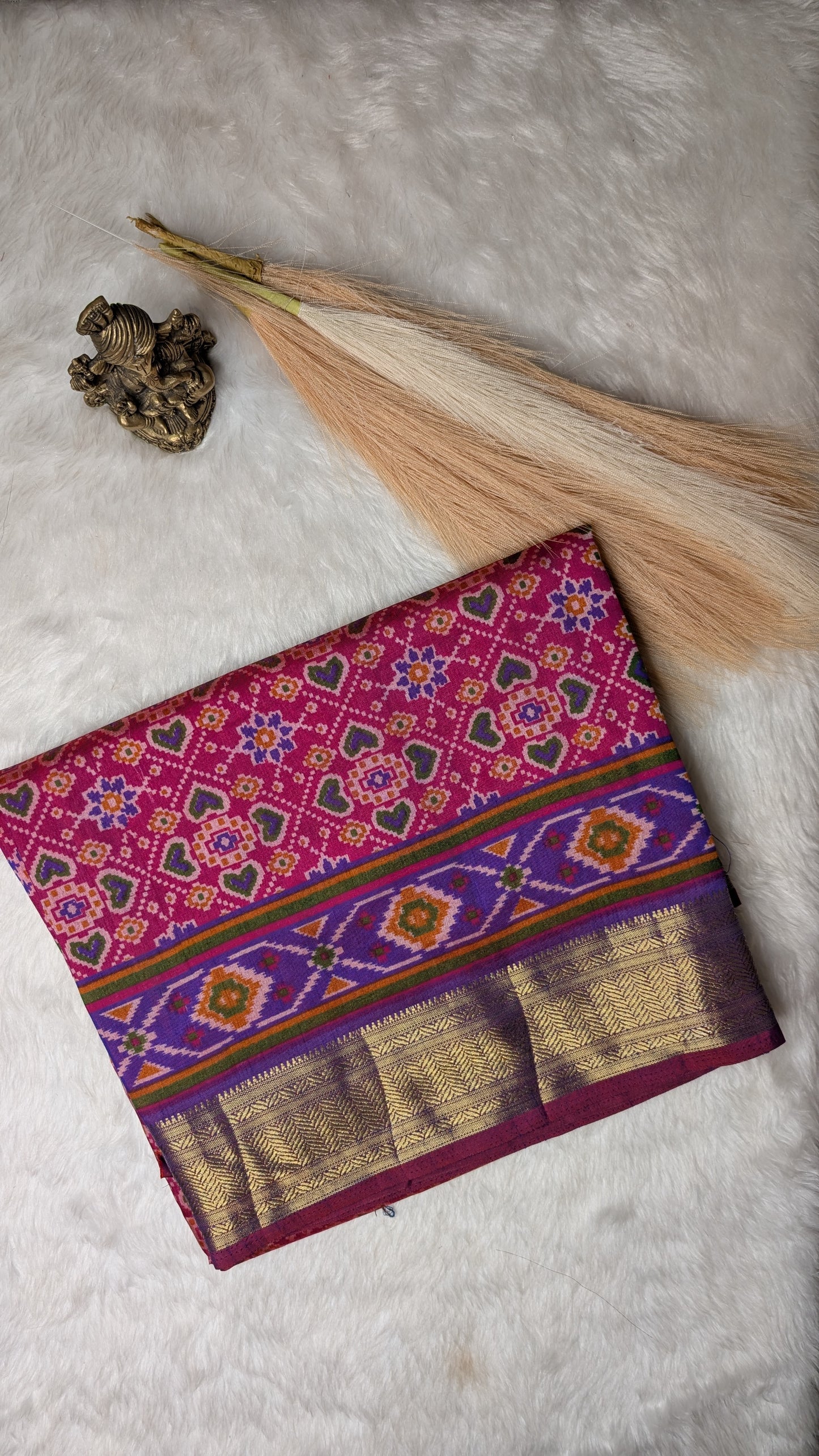 Cotton Blend Patola Silk Saree