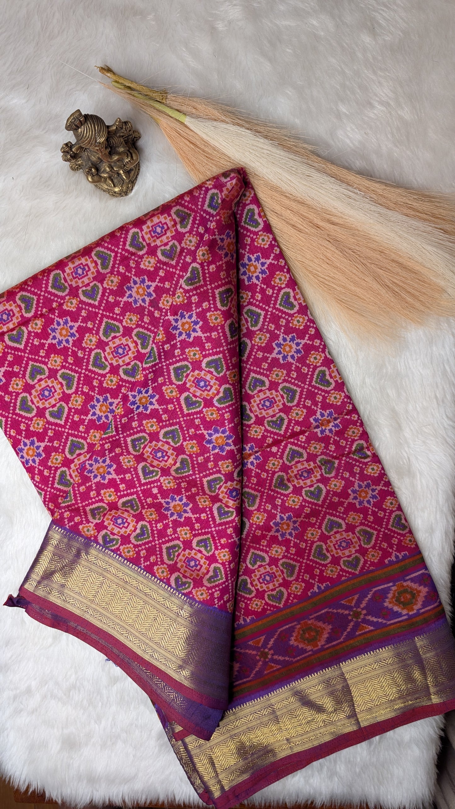 Cotton Blend Patola Silk Saree