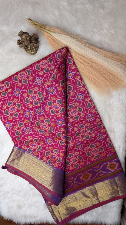 Cotton Blend Patola Silk Saree