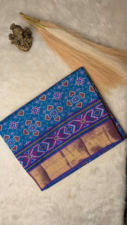 Cotton Blend Patola Silk Saree