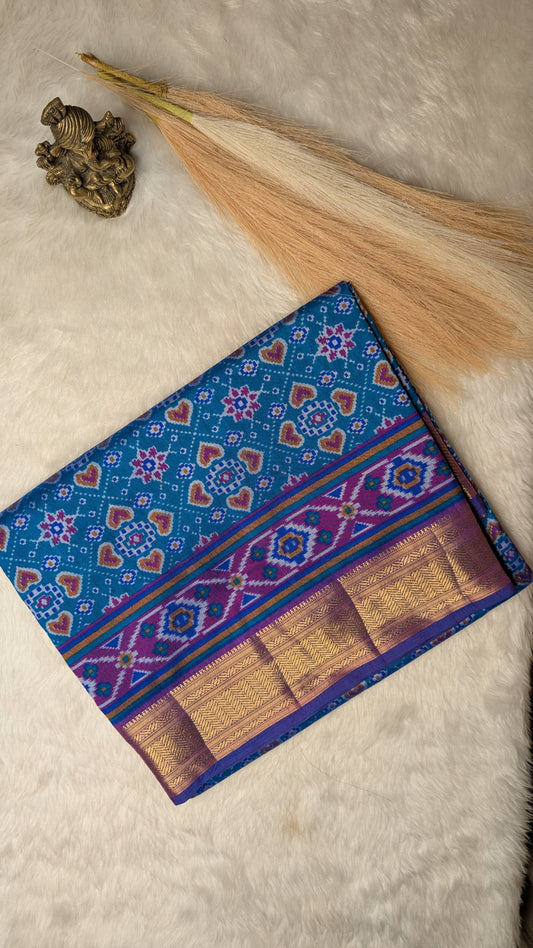 Cotton Blend Patola Silk Saree