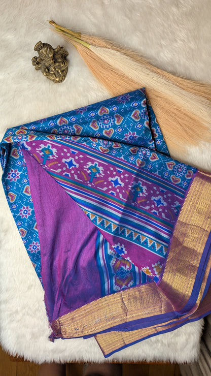 Cotton Blend Patola Silk Saree