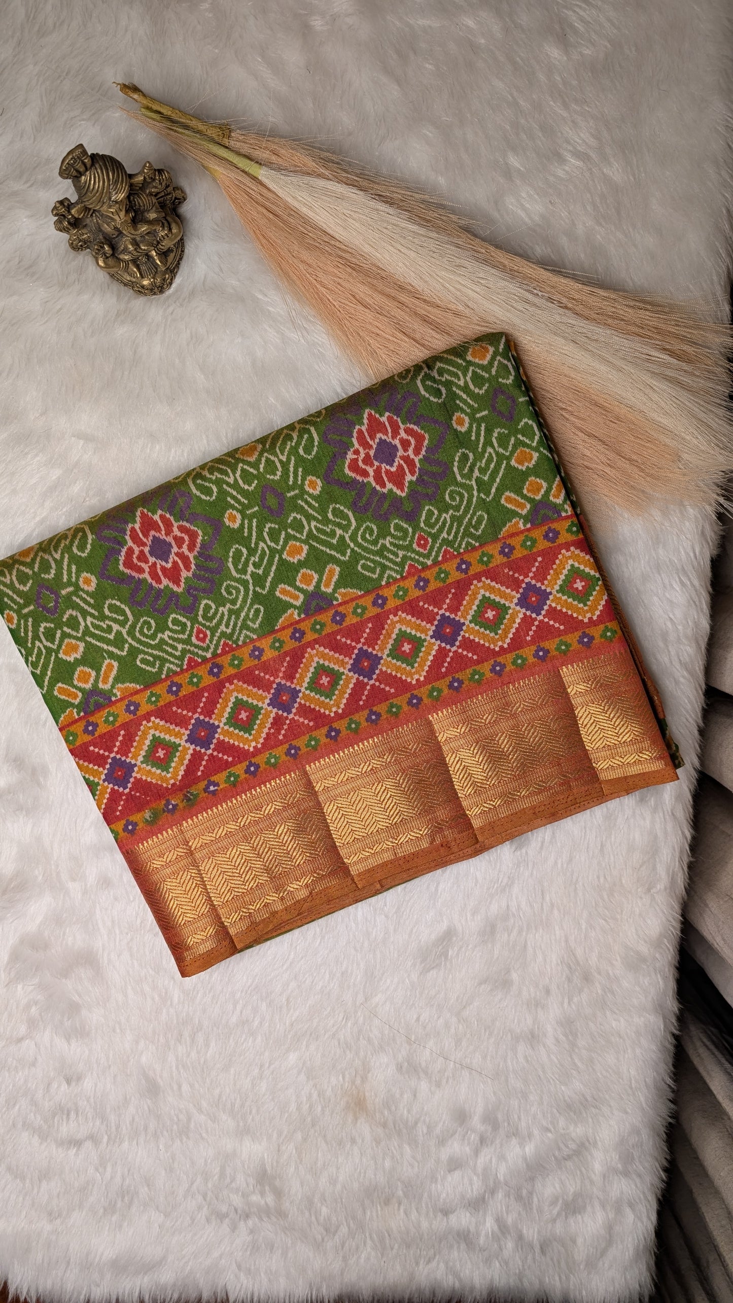 Cotton Blend Patola Silk Saree