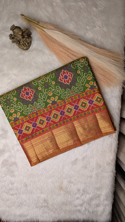 Cotton Blend Patola Silk Saree