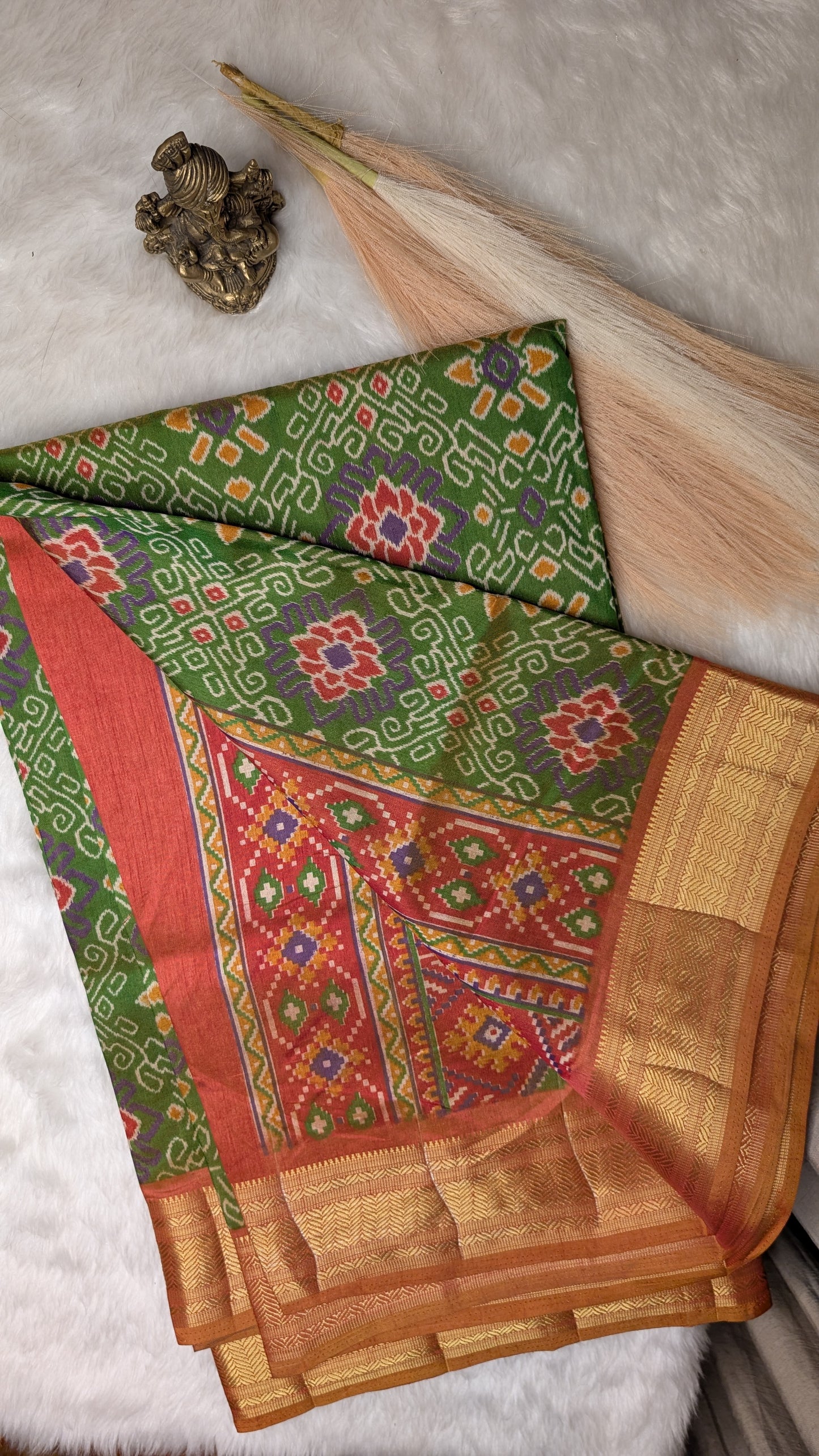 Cotton Blend Patola Silk Saree