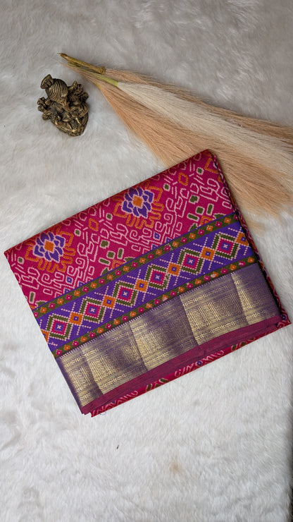 Cotton Blend Patola Silk Saree