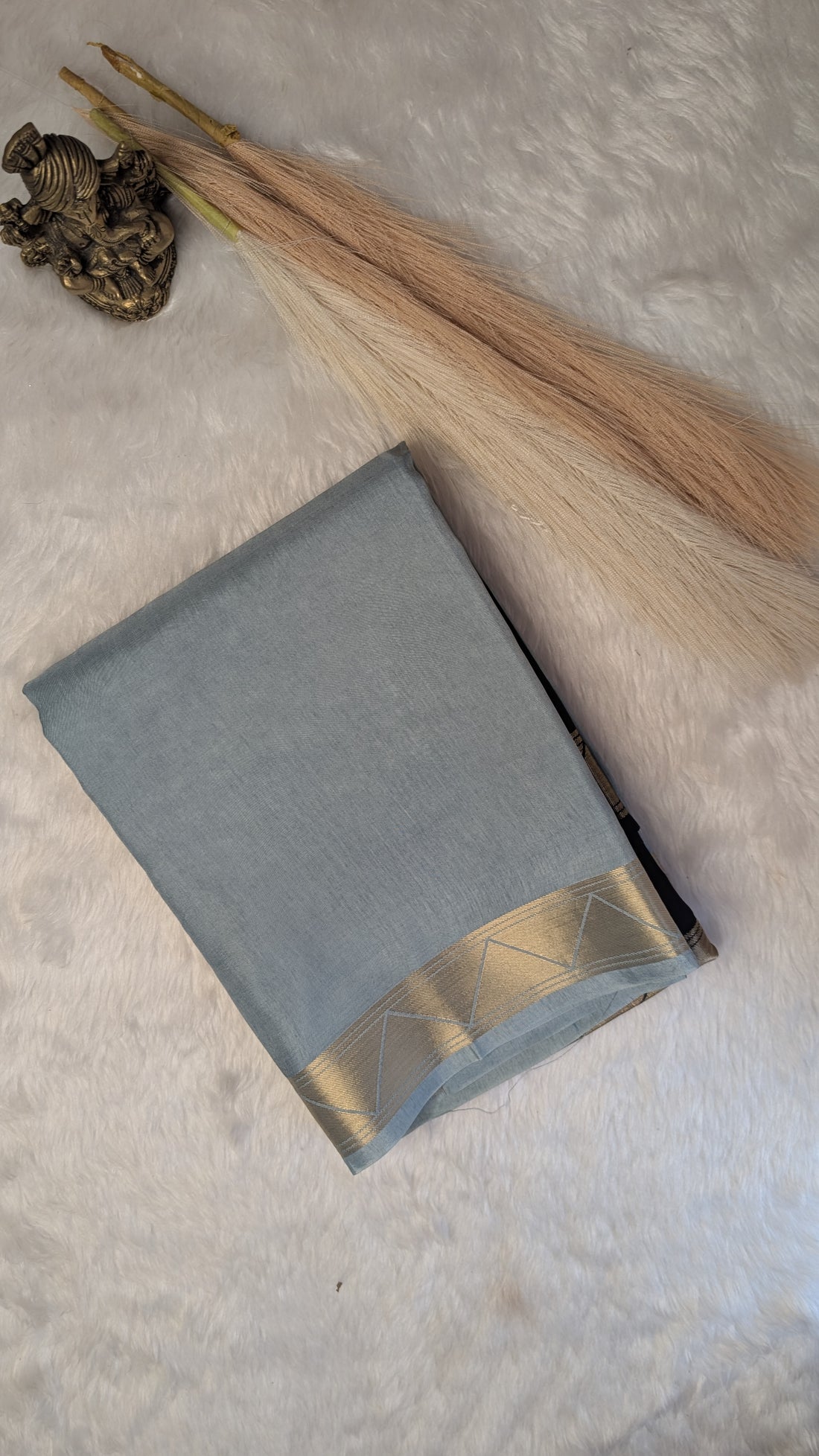 Black and Grey Half n Half Crepe Silk Saree