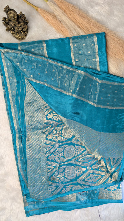 Blue Light Tissue with Zari Lines