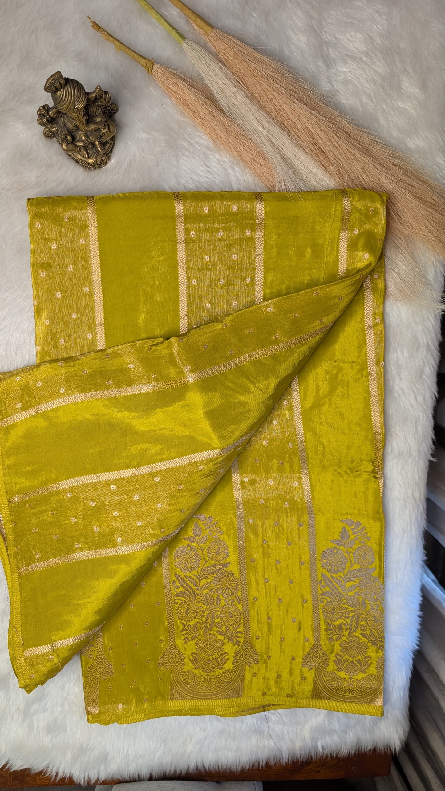 Mustard light Tissue with Zari Lines