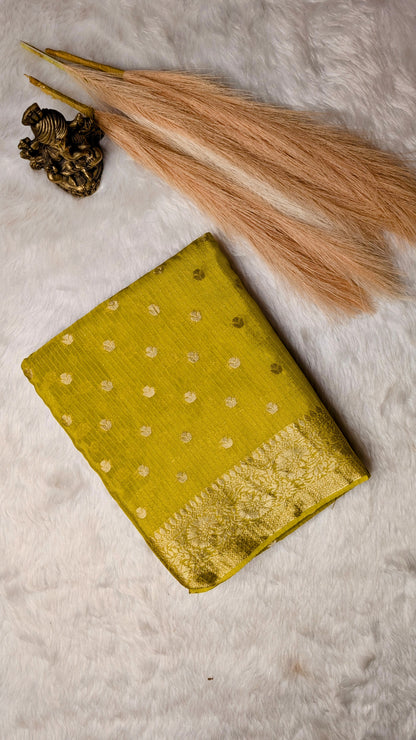 Mustard Semi Banaras Silk Saree