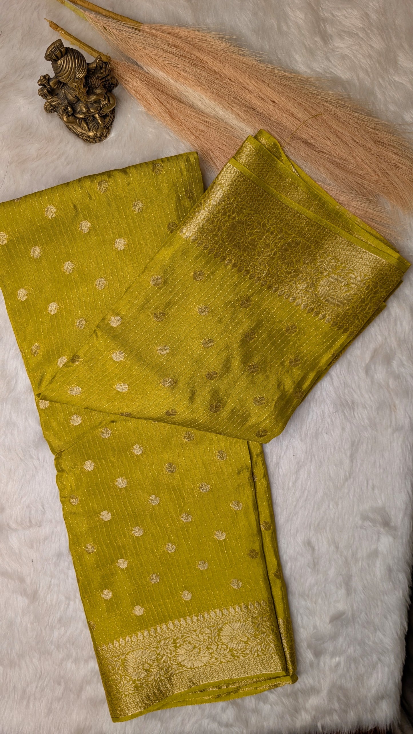 Mustard Semi Banaras Silk Saree