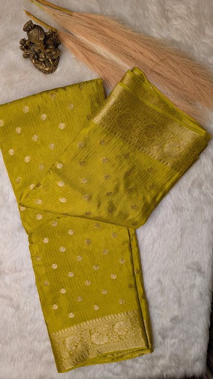 Mustard Semi Banaras Silk Saree