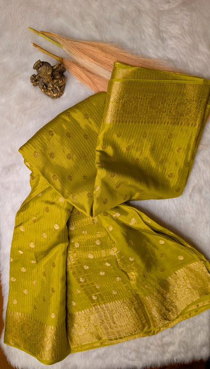 Mustard Semi Banaras Silk Saree