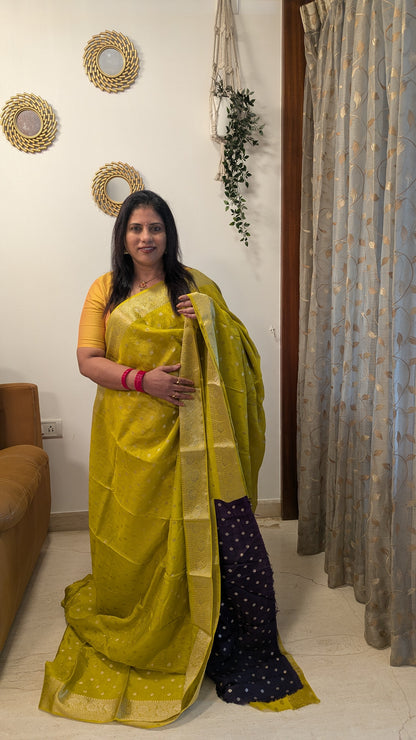 Mustard Semi Banaras Silk Saree