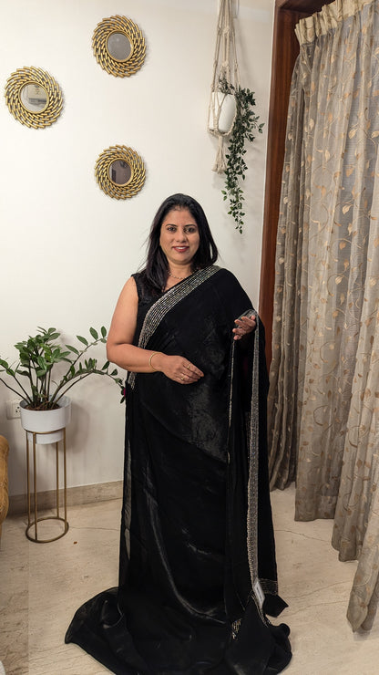 Black Stone Work Tissue Saree