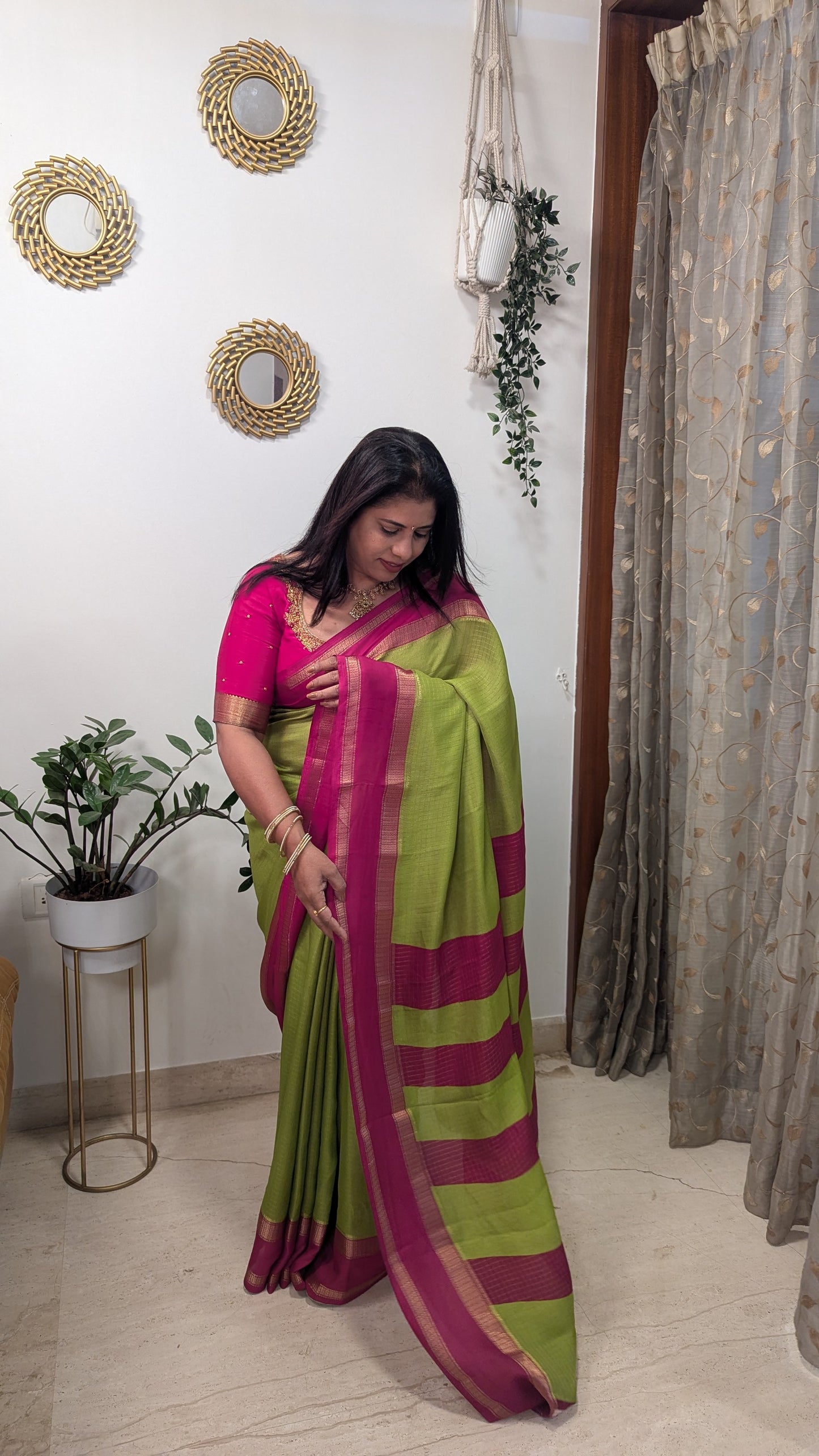 Semi Mysore Silk with Contrast Border