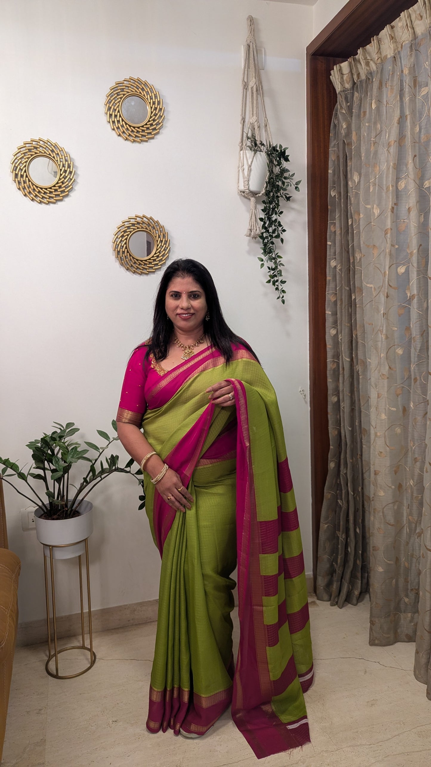 Semi Mysore Silk with Contrast Border