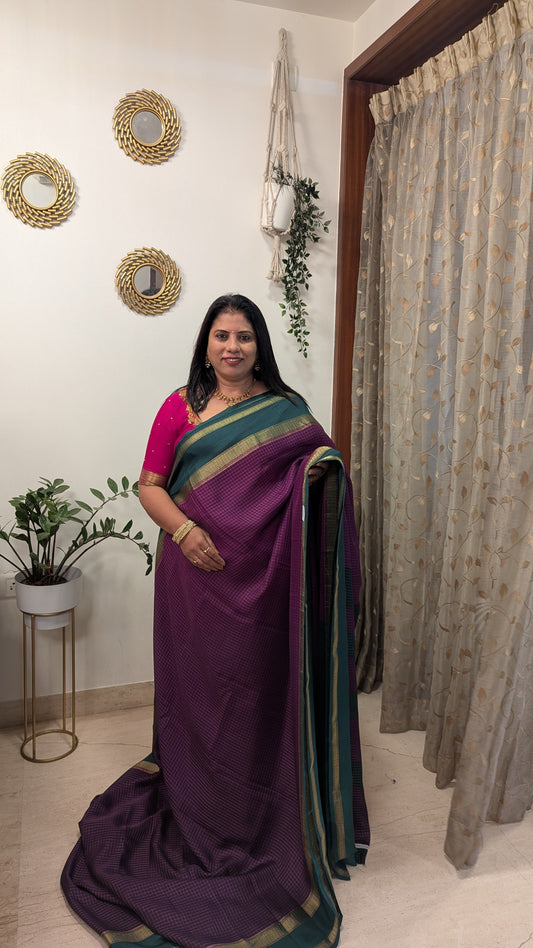 Semi Mysore Silk with Contrast Border