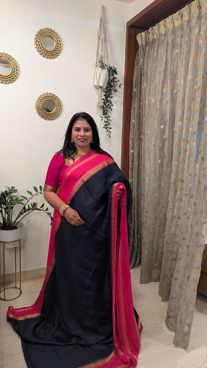 Semi Mysore Silk with Contrast Border